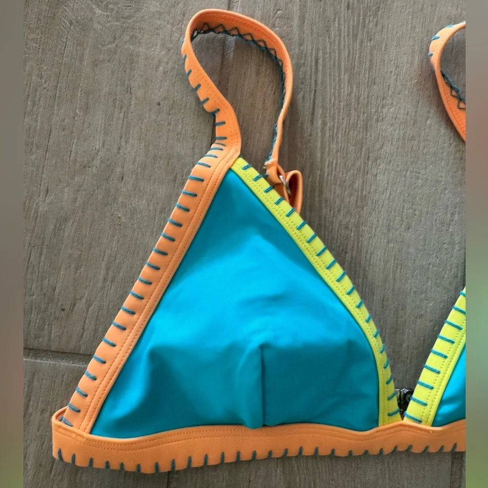 NWT CUPSHE Take Me To Tulum Colorblock Triangle Top & Cheeky Bikini Set - Picture 7 of 10